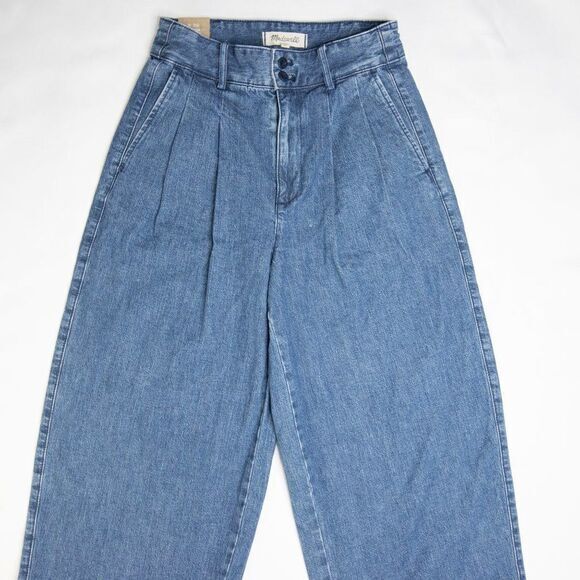 New! Madewell Pleated Wide-Leg Jeans, size 00 - Picture 15 of 16